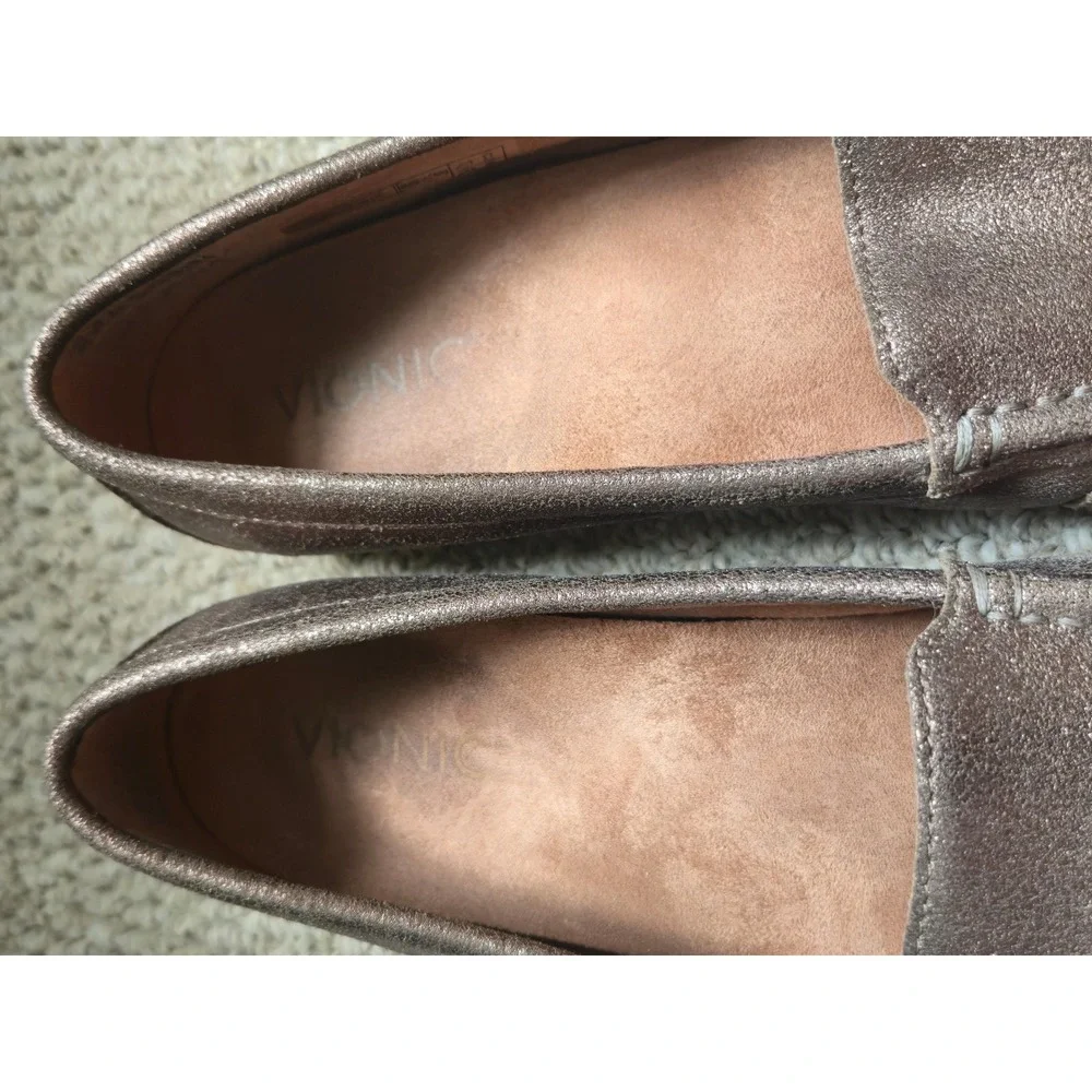 Vionic Debbie Metallic Leather Driving Loafers Rose Gold Bronze Moccasins 7.5